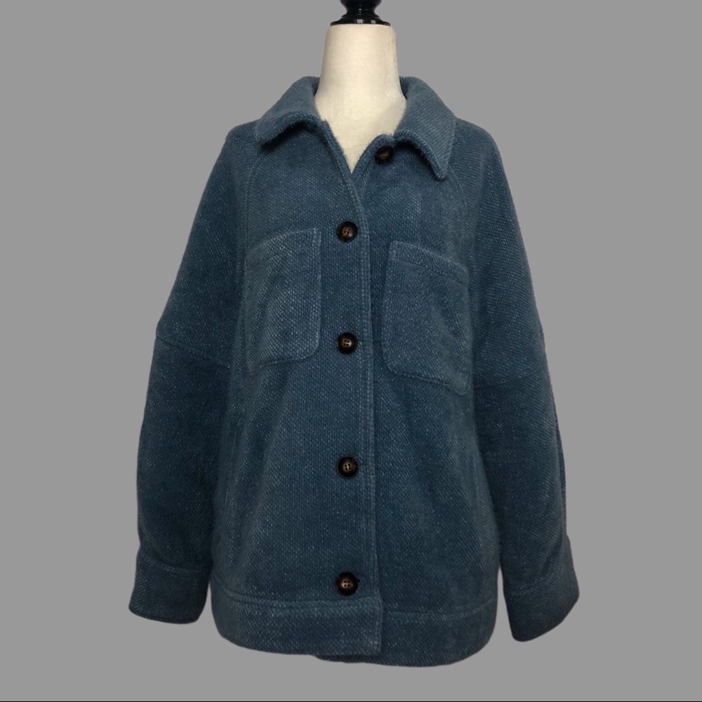 💛 L 💛 NWT Anthro Greylin Coat Soft Slate Buttons Patch Pockets